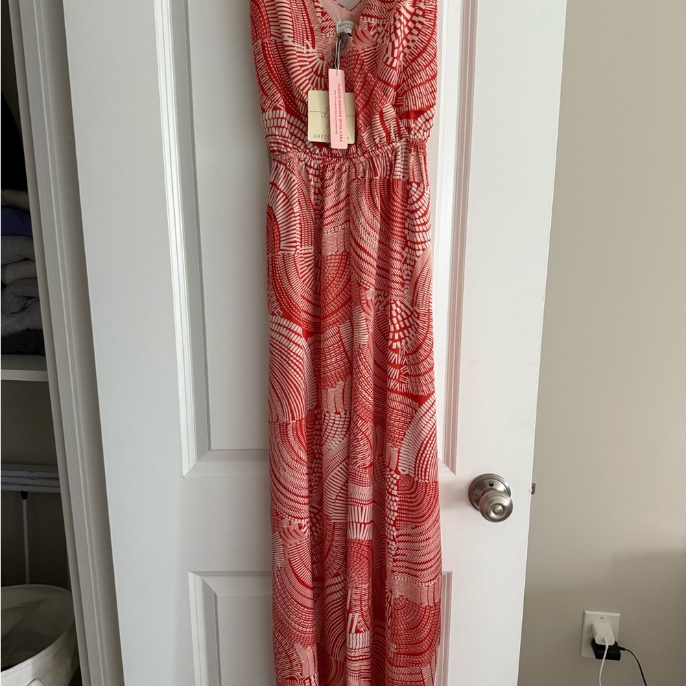 NWT Red and White Patterned Jumpsuit